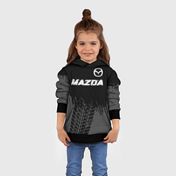 Толстовка-худи детская Mazda speed на темном фоне со следами шин: символ, цвет: 3D-черный — фото 2
