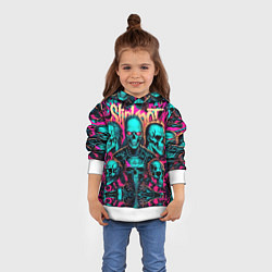 Толстовка-худи детская Slipknot на фоне рок черепов, цвет: 3D-белый — фото 2
