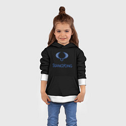 Толстовка-худи детская Ssang Yong auto, цвет: 3D-белый — фото 2