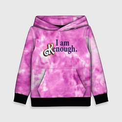 Толстовка-худи детская I am kenough - розовый тай-дай, цвет: 3D-черный