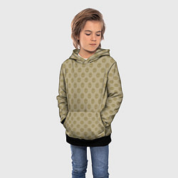 Толстовка-худи детская Паттерн глаз с растительным орнаментом на бежевом, цвет: 3D-черный — фото 2