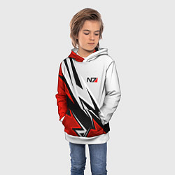 Толстовка-худи детская N7 mass effect - white and red, цвет: 3D-белый — фото 2