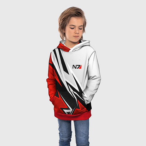 Детская толстовка N7 mass effect - white and red / 3D-Красный – фото 3