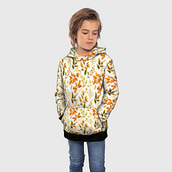 Толстовка-худи детская Осенние листья и желуди, цвет: 3D-черный — фото 2