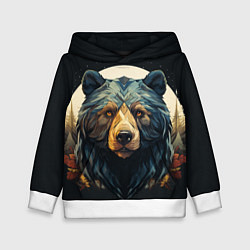 Толстовка-худи детская Арт осенний медведь, цвет: 3D-белый