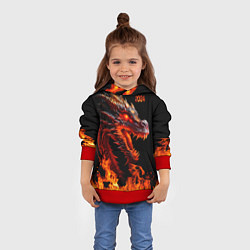 Толстовка-худи детская Огненный дракон 2024 год, цвет: 3D-красный — фото 2