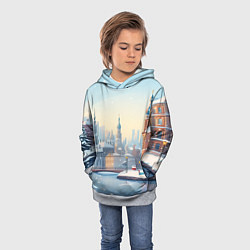 Толстовка-худи детская Пейзаж новогодний, цвет: 3D-меланж — фото 2