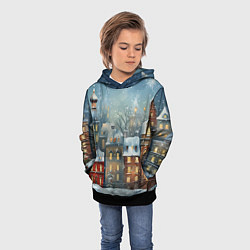 Толстовка-худи детская Новогодний городок, цвет: 3D-черный — фото 2