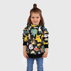 Толстовка-худи детская Пикачу и другие покемоны, цвет: 3D-черный — фото 2