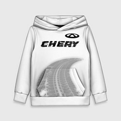 Детская толстовка Chery speed на светлом фоне со следами шин посеред