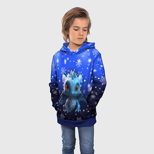 Детская толстовка Малыш дракон / 3D-Синий – фото 3