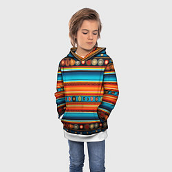 Толстовка-худи детская Этнический узор в горизонтальную полоску, цвет: 3D-белый — фото 2