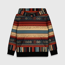 Толстовка-худи детская Этнический принт в полоску, цвет: 3D-черный