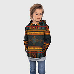 Толстовка-худи детская Этнический рисунок в полоску, цвет: 3D-меланж — фото 2