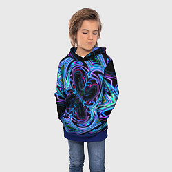 Толстовка-худи детская Абстракция neon, цвет: 3D-синий — фото 2