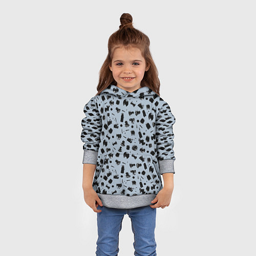 Детская толстовка Черный абстрактный гранж на сером / 3D-Меланж – фото 4