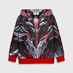 Толстовка-худи детская Красный неоновый кибер демон, цвет: 3D-красный
