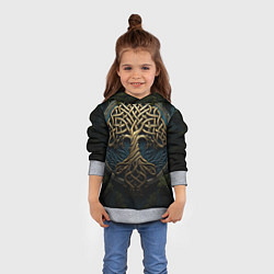 Толстовка-худи детская Кельты: древо жизни, цвет: 3D-меланж — фото 2