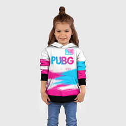 Толстовка-худи детская PUBG neon gradient style посередине, цвет: 3D-черный — фото 2