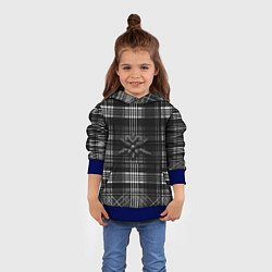 Толстовка-худи детская Черно-белая шотландская клетка, цвет: 3D-синий — фото 2