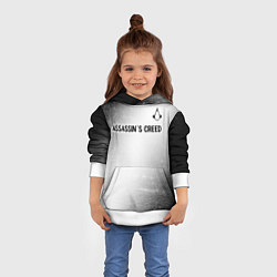 Толстовка-худи детская Assassins Creed glitch на светлом фоне посередине, цвет: 3D-белый — фото 2