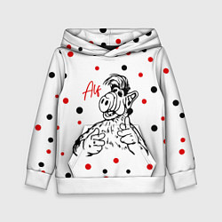 Толстовка-худи детская Альф и конфетти, цвет: 3D-белый