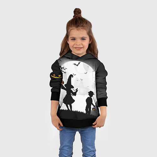Детская толстовка Дети на ночной прогулке / 3D-Черный – фото 4