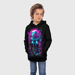 Толстовка-худи детская Deep house neon, цвет: 3D-черный — фото 2