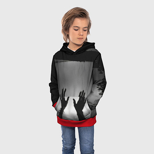 Детская толстовка Руки зомби в ночном тумане / 3D-Красный – фото 3