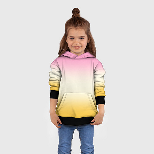 Детская толстовка Розовый бежевый желтый градиент / 3D-Черный – фото 4