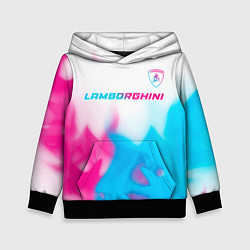 Толстовка-худи детская Lamborghini neon gradient style посередине, цвет: 3D-черный