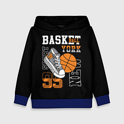 Толстовка-худи детская Basketball New York, цвет: 3D-синий