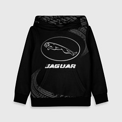 Толстовка-худи детская Jaguar speed на темном фоне со следами шин, цвет: 3D-черный