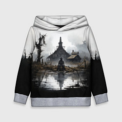 Толстовка-худи детская Изба на болоте, цвет: 3D-меланж