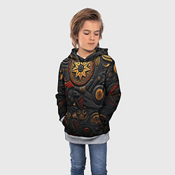 Толстовка-худи детская Абстрактный узор в славянской стилистике, цвет: 3D-меланж — фото 2