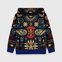 Толстовка-худи детская Узор в славянском стиле, цвет: 3D-синий
