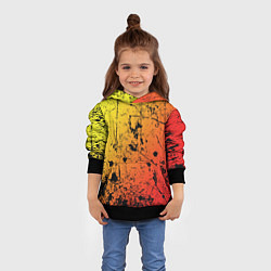 Толстовка-худи детская Огненный перелив заката с текстурой царапин и брыз, цвет: 3D-черный — фото 2
