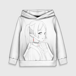 Толстовка-худи детская Фрирен - карандашный набросок, цвет: 3D-белый
