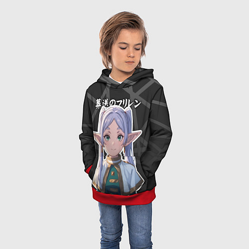 Детская толстовка Фрирен - милые ушки эльфийки / 3D-Красный – фото 3