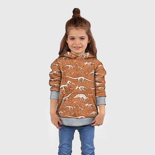 Детская толстовка Скелеты динозавров / 3D-Меланж – фото 4