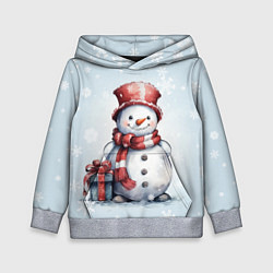 Толстовка-худи детская New Years cute snowman, цвет: 3D-меланж