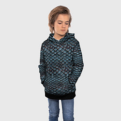 Толстовка-худи детская Dragon scale pattern, цвет: 3D-черный — фото 2