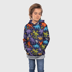 Толстовка-худи детская Мультяшные динозавры, цвет: 3D-меланж — фото 2