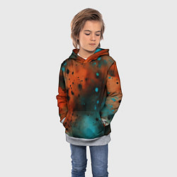 Толстовка-худи детская Акварельные брызги в оранжевом, цвет: 3D-меланж — фото 2