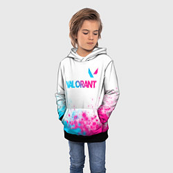Толстовка-худи детская Valorant neon gradient style посередине, цвет: 3D-черный — фото 2