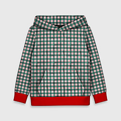 Толстовка-худи детская Зеленая классическая клетка, цвет: 3D-красный