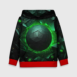 Толстовка-худи детская Абстрактная гармония зеленого, цвет: 3D-красный