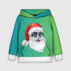Толстовка-худи детская Дед Мороз в очках, цвет: 3D-белый