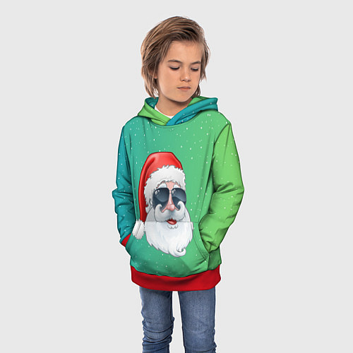 Детская толстовка Дед Мороз в очках / 3D-Красный – фото 3
