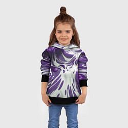Толстовка-худи детская Бело-фиолетовая краска, цвет: 3D-черный — фото 2
